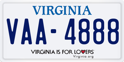VA license plate VAA4888