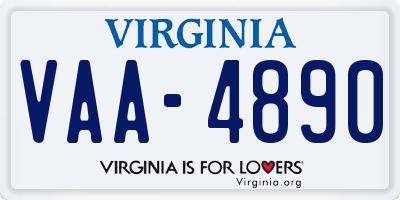 VA license plate VAA4890