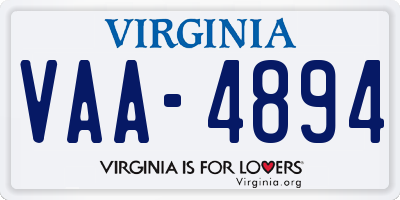 VA license plate VAA4894