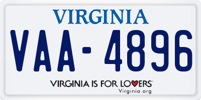 VA license plate VAA4896