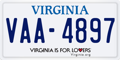 VA license plate VAA4897