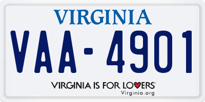 VA license plate VAA4901