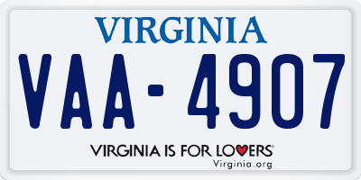 VA license plate VAA4907