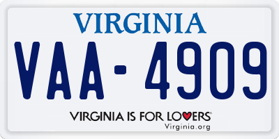 VA license plate VAA4909