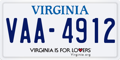 VA license plate VAA4912