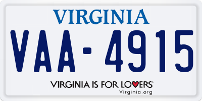 VA license plate VAA4915