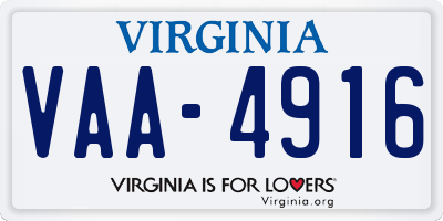 VA license plate VAA4916