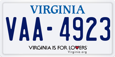 VA license plate VAA4923