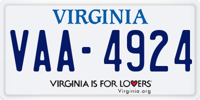 VA license plate VAA4924