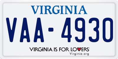 VA license plate VAA4930