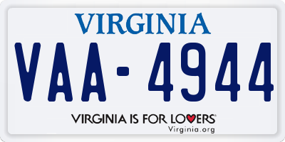 VA license plate VAA4944