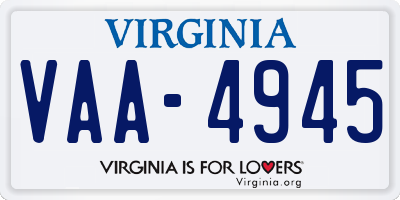 VA license plate VAA4945