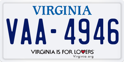 VA license plate VAA4946