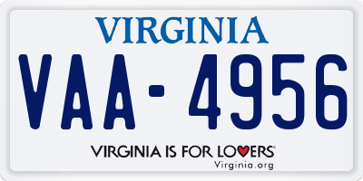 VA license plate VAA4956
