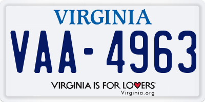 VA license plate VAA4963