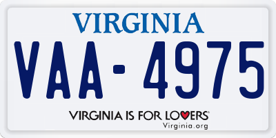 VA license plate VAA4975