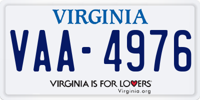 VA license plate VAA4976