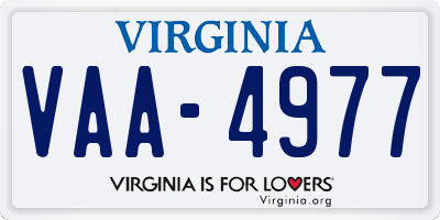 VA license plate VAA4977