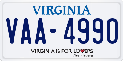 VA license plate VAA4990