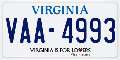 VA license plate VAA4993