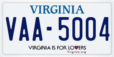 VA license plate VAA5004