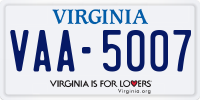 VA license plate VAA5007