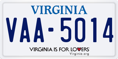 VA license plate VAA5014