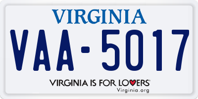 VA license plate VAA5017