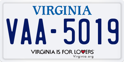 VA license plate VAA5019