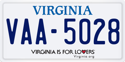 VA license plate VAA5028