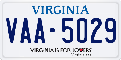 VA license plate VAA5029