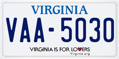 VA license plate VAA5030