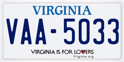 VA license plate VAA5033
