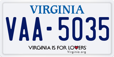 VA license plate VAA5035