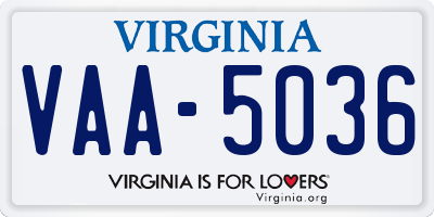 VA license plate VAA5036