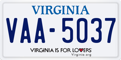 VA license plate VAA5037