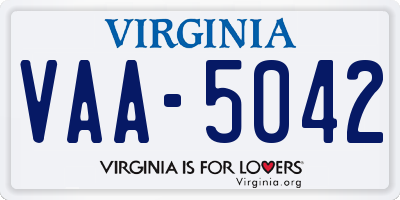 VA license plate VAA5042