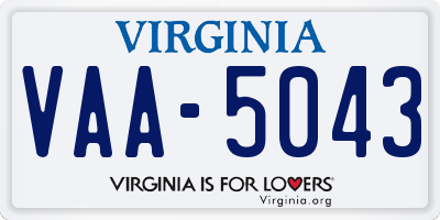 VA license plate VAA5043