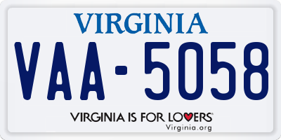 VA license plate VAA5058