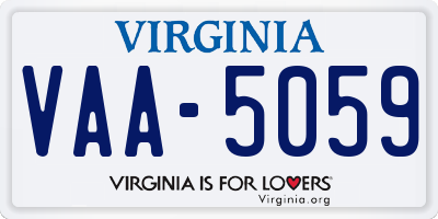 VA license plate VAA5059