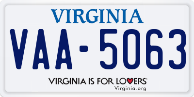 VA license plate VAA5063