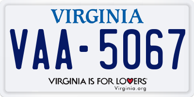 VA license plate VAA5067