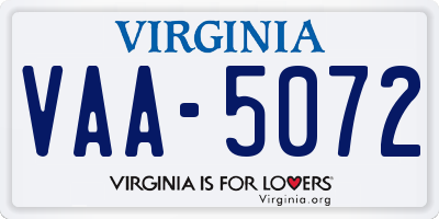 VA license plate VAA5072