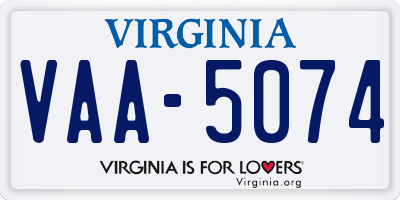 VA license plate VAA5074