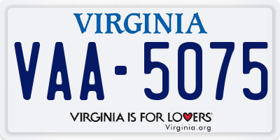 VA license plate VAA5075