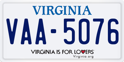 VA license plate VAA5076