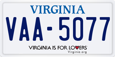 VA license plate VAA5077