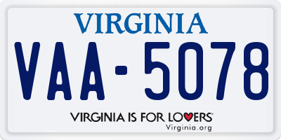 VA license plate VAA5078