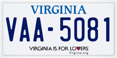 VA license plate VAA5081