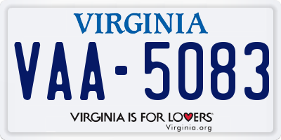 VA license plate VAA5083